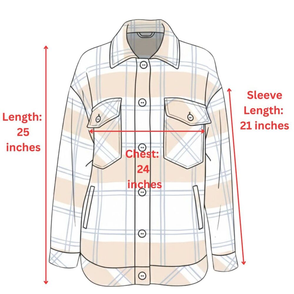 Boston Traders Shacket Womens L Blue Beige Plaid Flannel Button Shirt Jacket - Picture 9 of 12